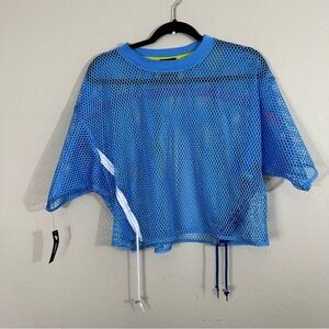 Women’s Medium Blue and Pink Nike short sleeve Mesh Loose Fit Cropped T-shirt